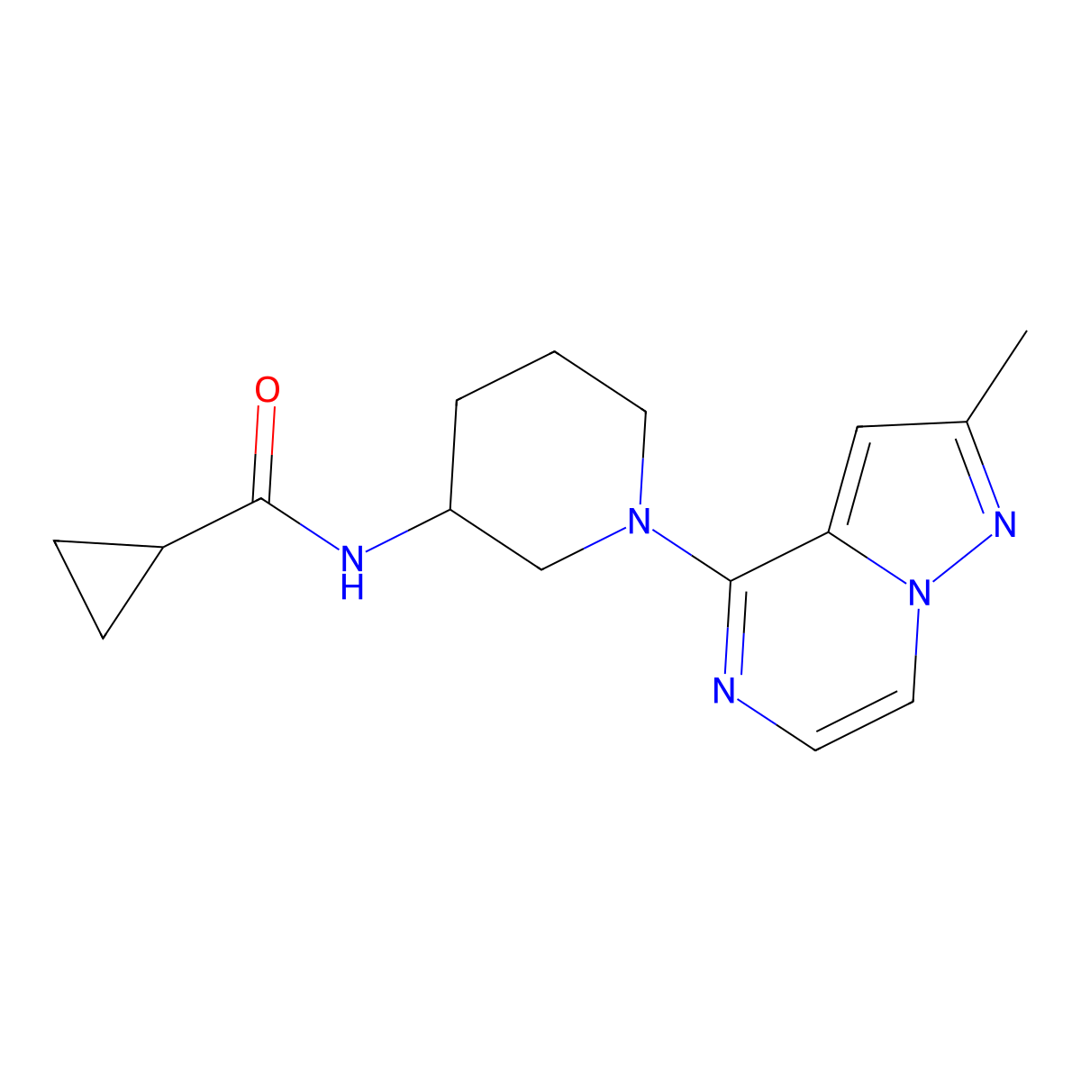 N-(1-{2-methylpyrazolo[1,5-a]pyrazin-4-yl}piperidin-3-yl)cyclopropanecarboxamide molecular structure, CAS 2742007-04-9