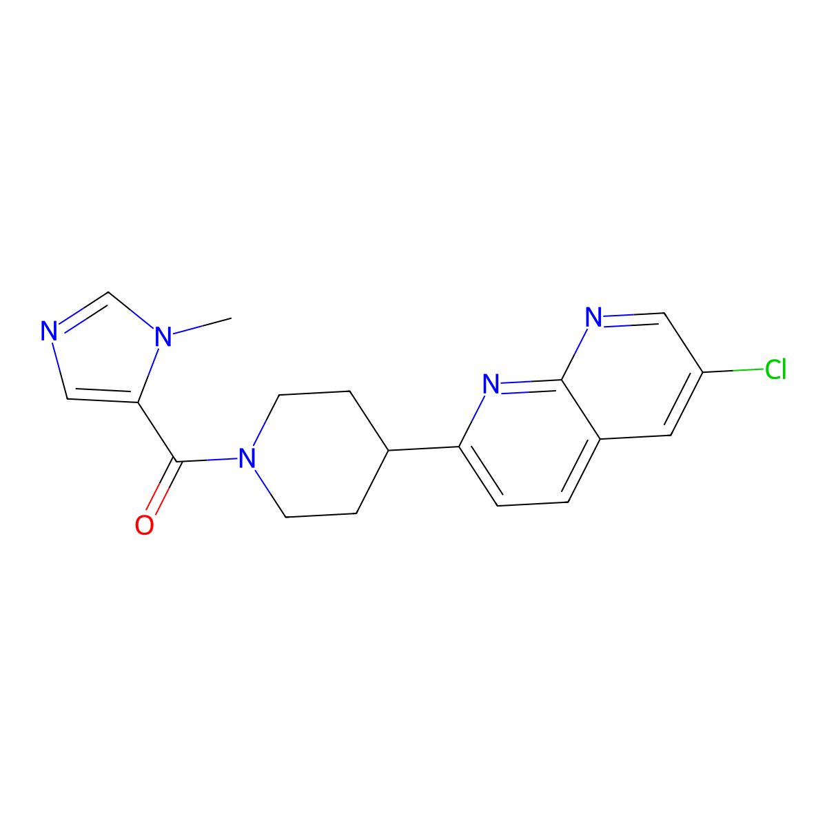 6-chloro-2-[1-(1-methyl-1H-imidazole-5-carbonyl)piperidin-4-yl]-1,8-naphthyridine molecular structure, CAS 2742007-12-9
