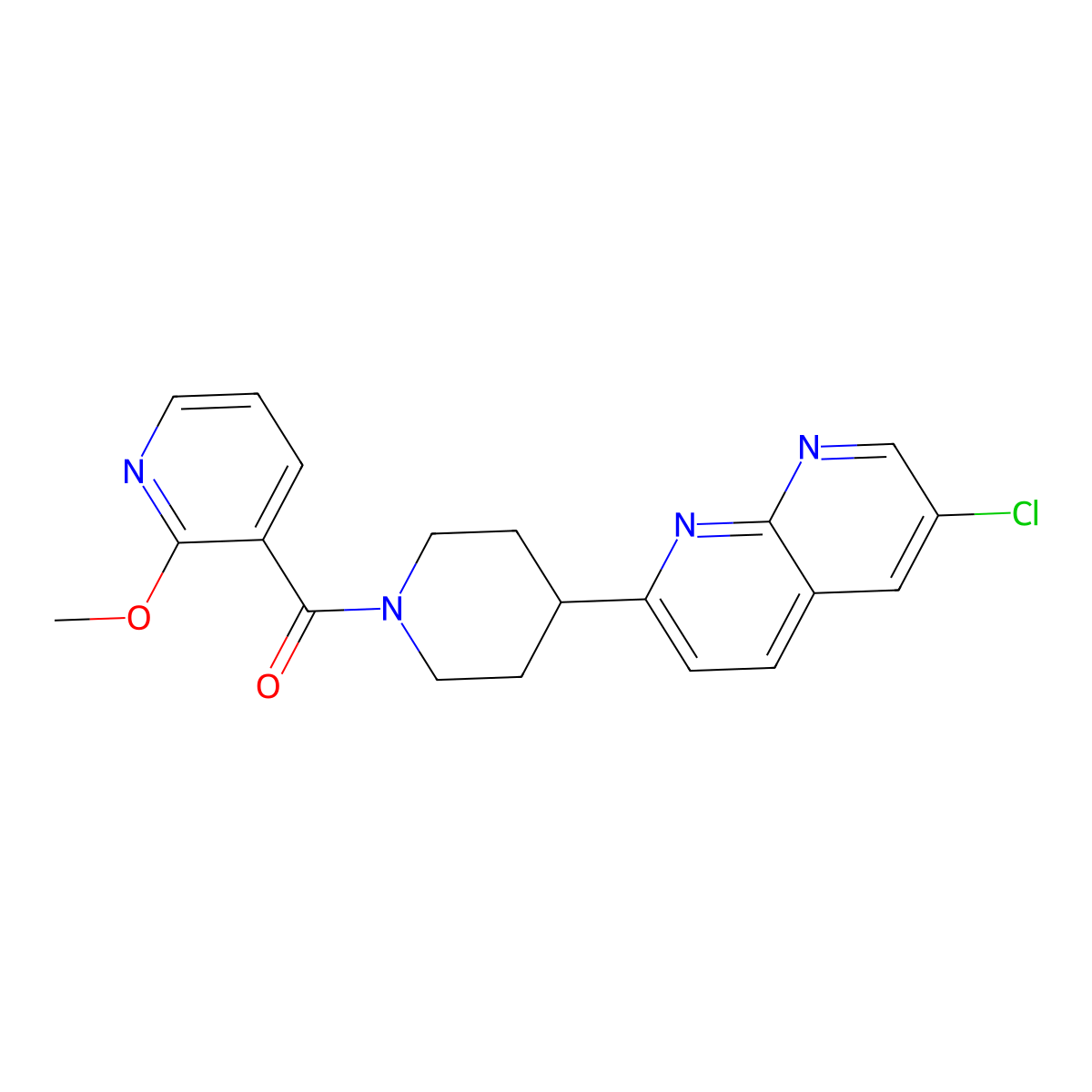 6-Chloro-2-[1-(2-methoxypyridine-3-carbonyl)piperidin-4-yl]-1,8-naphthyridine molecular structure, CAS 2742007-13-0