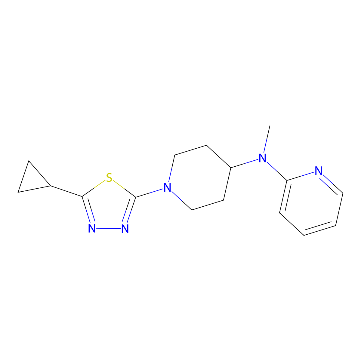 N-[1-(5-cyclopropyl-1,3,4-thiadiazol-2-yl)piperidin-4-yl]-N-methylpyridin-2-amine molecular structure, CAS 2742007-14-1