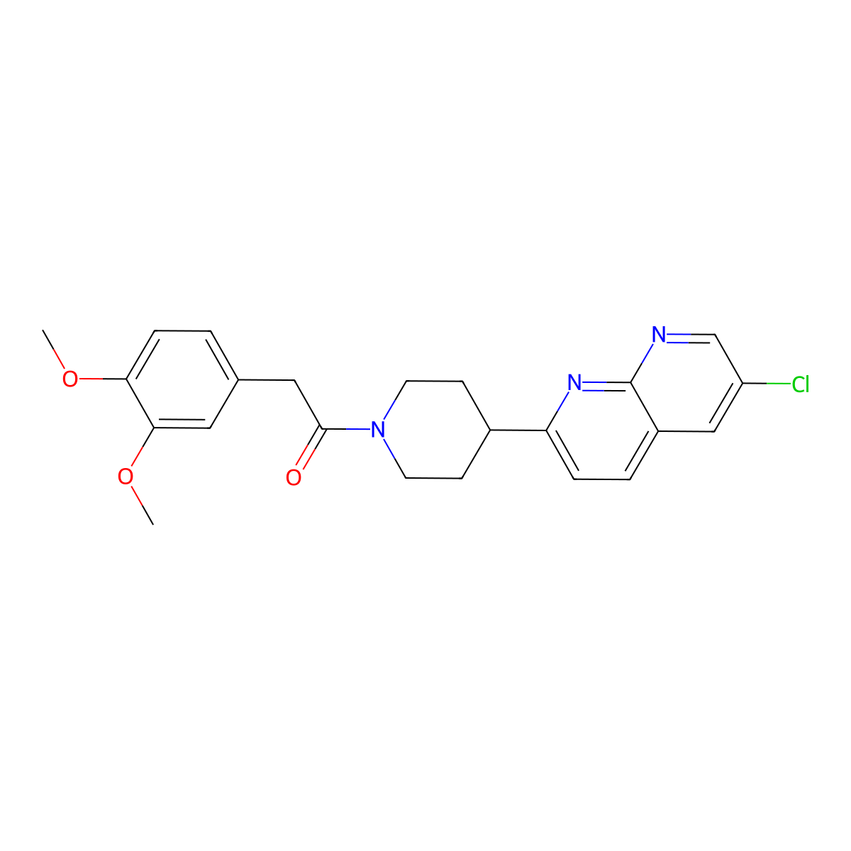 1-[4-(6-Chloro-1,8-naphthyridin-2-yl)piperidin-1-yl]-2-(3,4-dimethoxyphenyl)ethan-1-one molecular structure, CAS 2742007-15-2