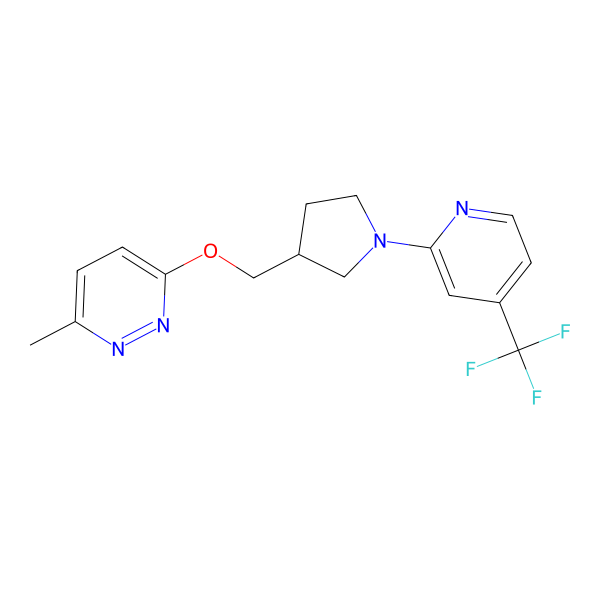 3-Methyl-6-({1-[4-(trifluoromethyl)pyridin-2-yl]pyrrolidin-3-yl}methoxy)pyridazine molecular structure, CAS 2742007-26-5