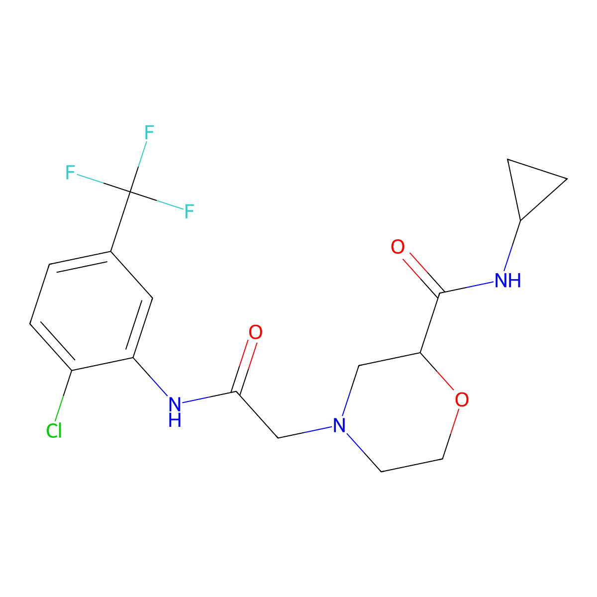 4-({[2-chloro-5-(trifluoromethyl)phenyl]carbamoyl}methyl)-N-cyclopropylmorpholine-2-carboxamide molecular structure, CAS 2742007-32-3