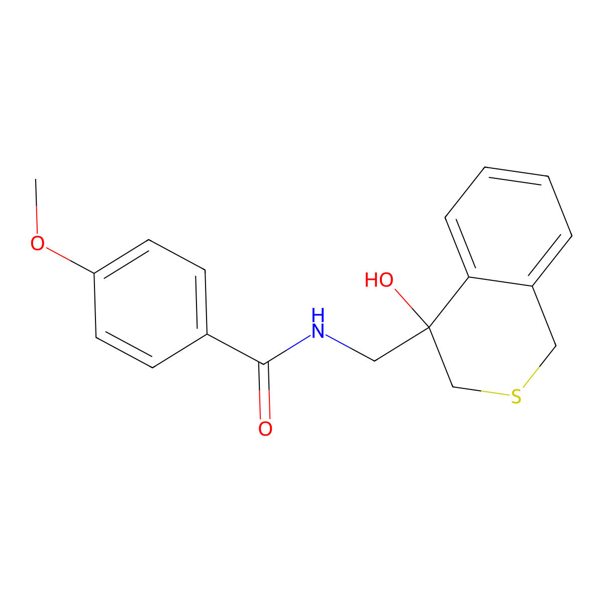 N-[(4-hydroxy-3,4-dihydro-1H-2-benzothiopyran-4-yl)methyl]-4-methoxybenzamide molecular structure, CAS 2742007-33-4