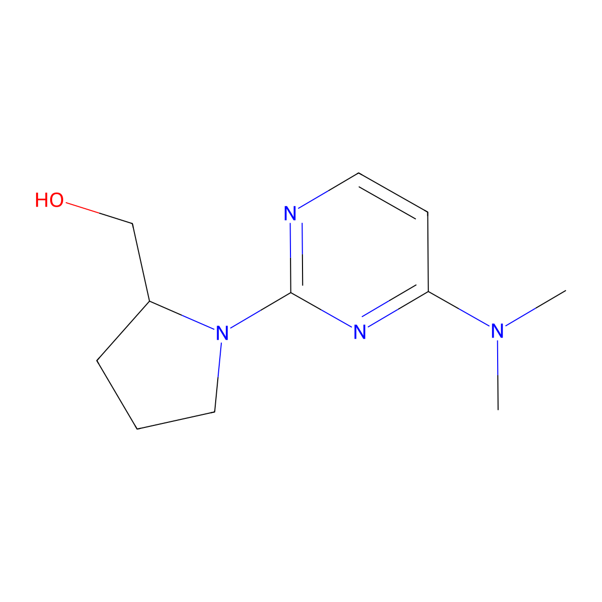 {1-[4-(Dimethylamino)pyrimidin-2-yl]pyrrolidin-2-yl}methanol molecular structure, CAS 2742007-35-6