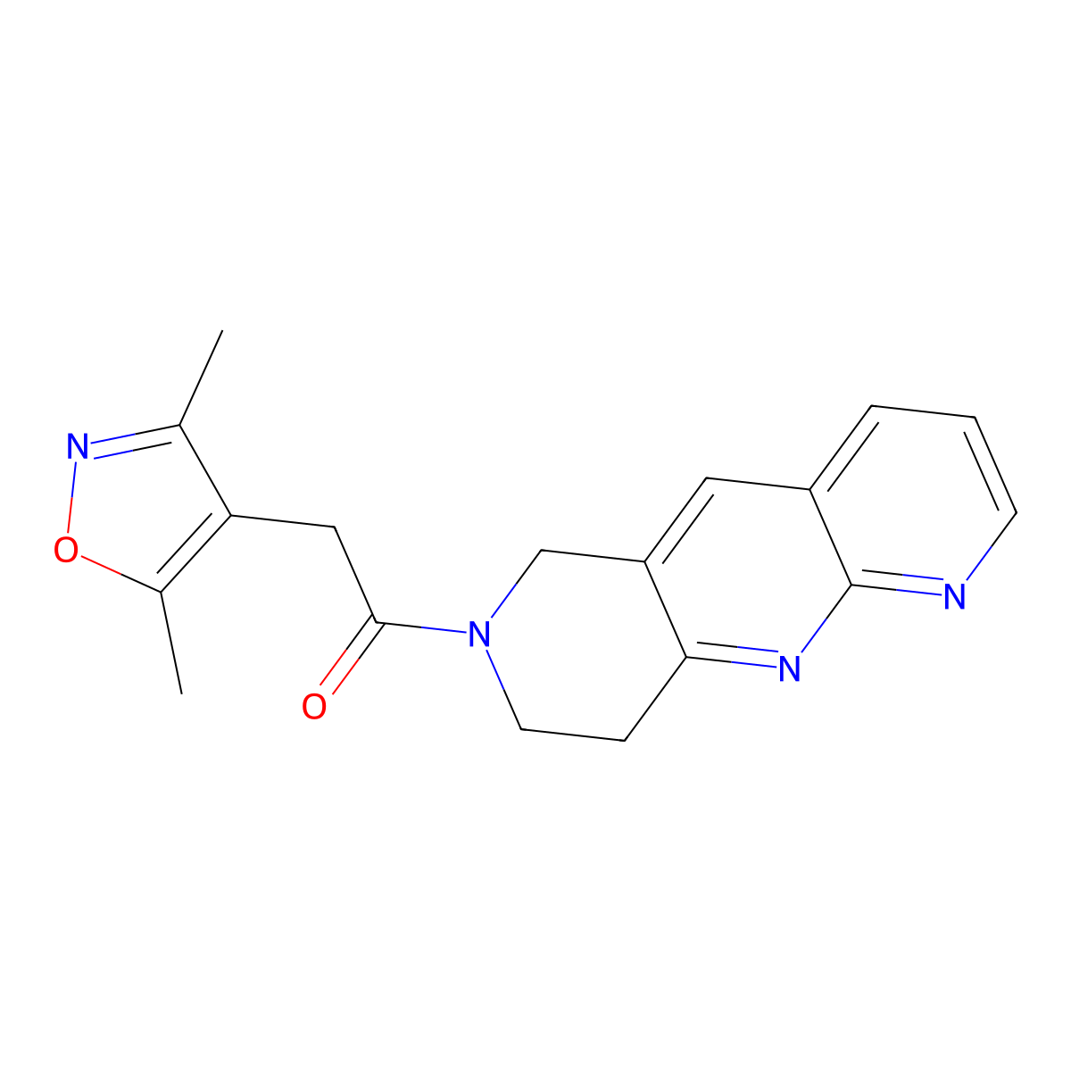 2-(3,5-dimethyl-1,2-oxazol-4-yl)-1-{6H,7H,8H,9H-pyrido[2,3-b]1,6-naphthyridin-7-yl}ethan-1-one molecular structure, CAS 2742007-36-7