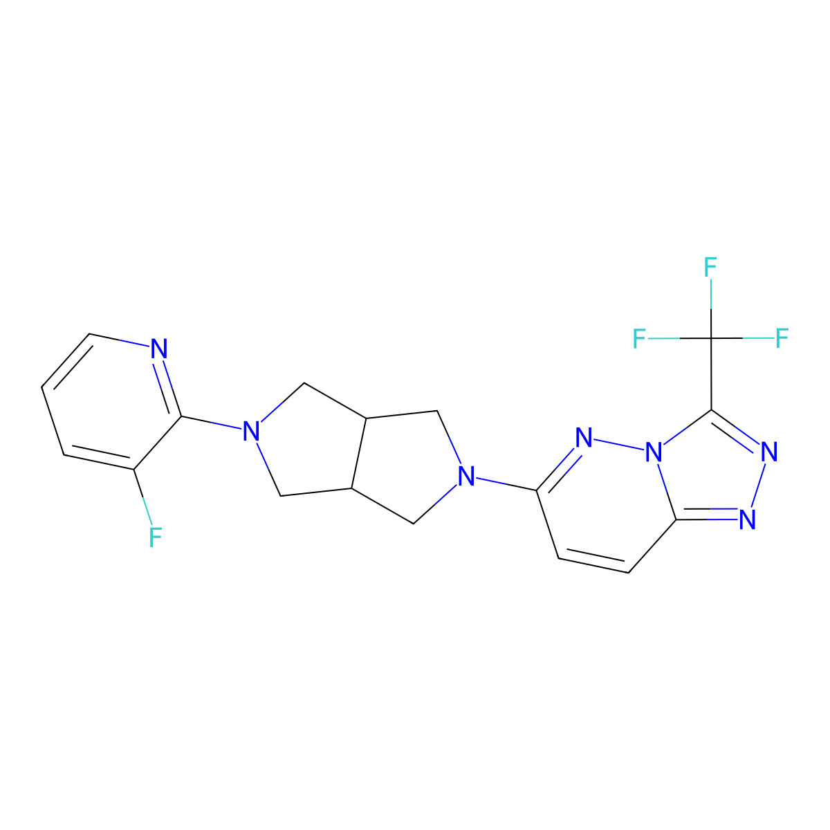 3-Fluoro-2-{5-[3-(trifluoromethyl)-[1,2,4]triazolo[4,3-b]pyridazin-6-yl]-octahydropyrrolo[3,4-c]pyrrol-2-yl}pyridine molecular structure, CAS 2742007-38-9