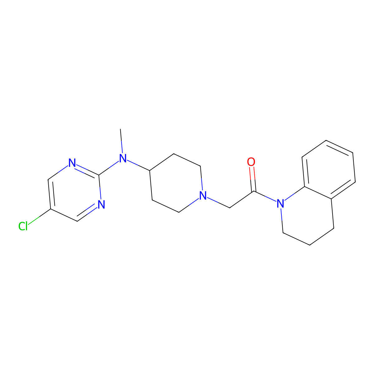 2-{4-[(5-Chloropyrimidin-2-yl)(methyl)amino]piperidin-1-yl}-1-(1,2,3,4-tetrahydroquinolin-1-yl)ethan-1-one molecular structure, CAS 2742007-40-3