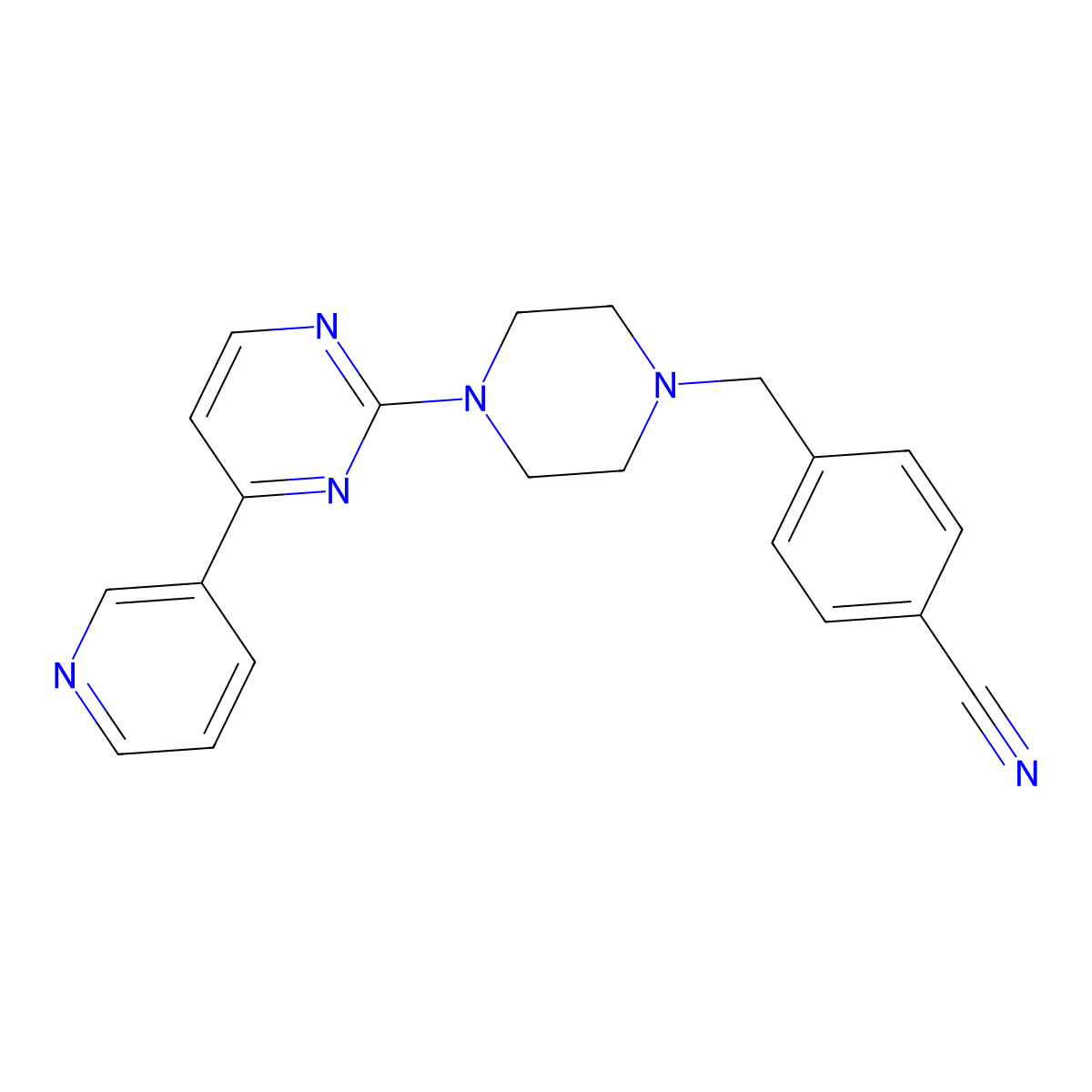 4-({4-[4-(Pyridin-3-yl)pyrimidin-2-yl]piperazin-1-yl}methyl)benzonitrile molecular structure, CAS 2742007-43-6