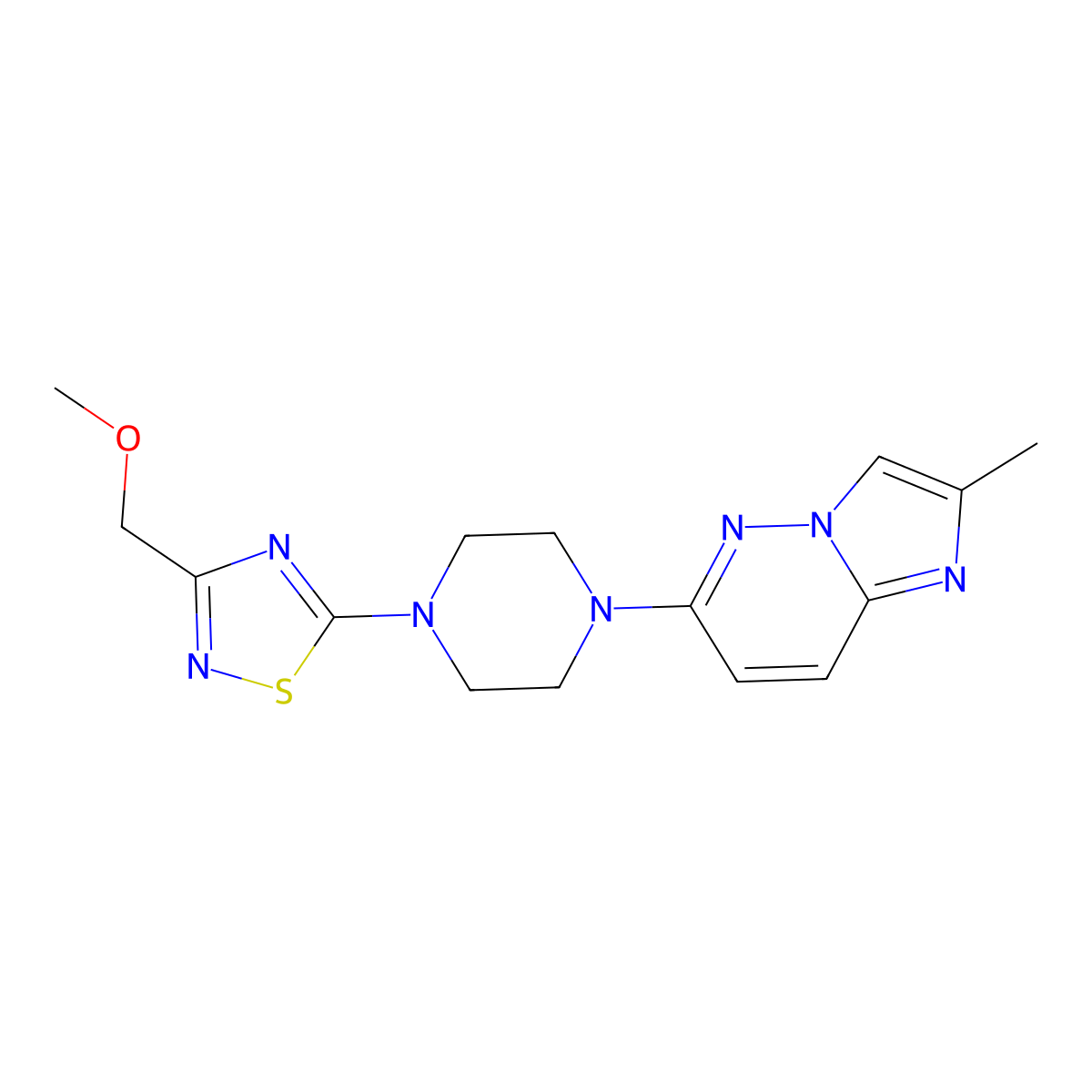 1-[3-(Methoxymethyl)-1,2,4-thiadiazol-5-yl]-4-{2-methylimidazo[1,2-b]pyridazin-6-yl}piperazine molecular structure, CAS 2742007-48-1