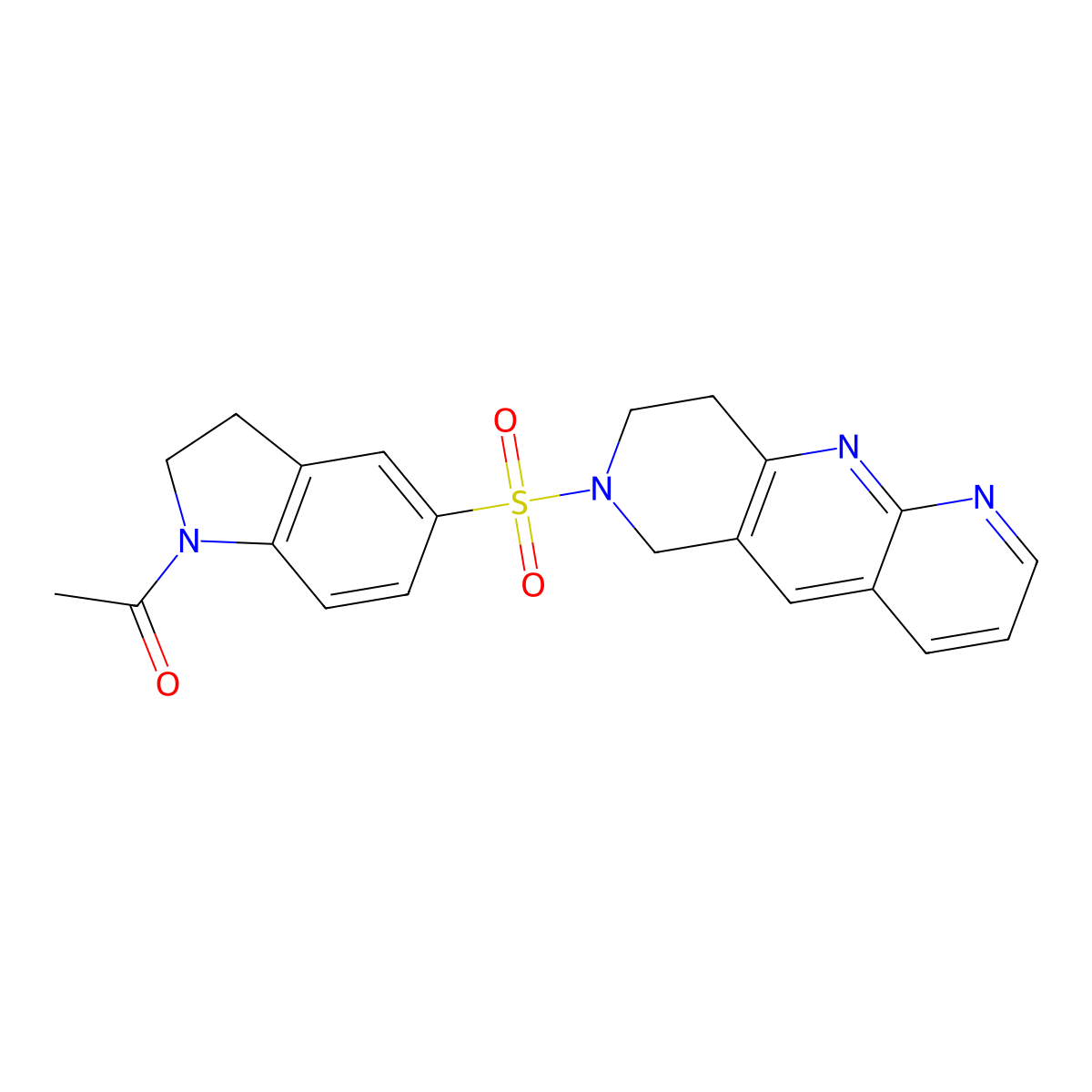 1-(5-{6H,7H,8H,9H-pyrido[2,3-b]1,6-naphthyridine-7-sulfonyl}-2,3-dihydro-1H-indol-1-yl)ethan-1-one molecular structure, CAS 2742007-52-7