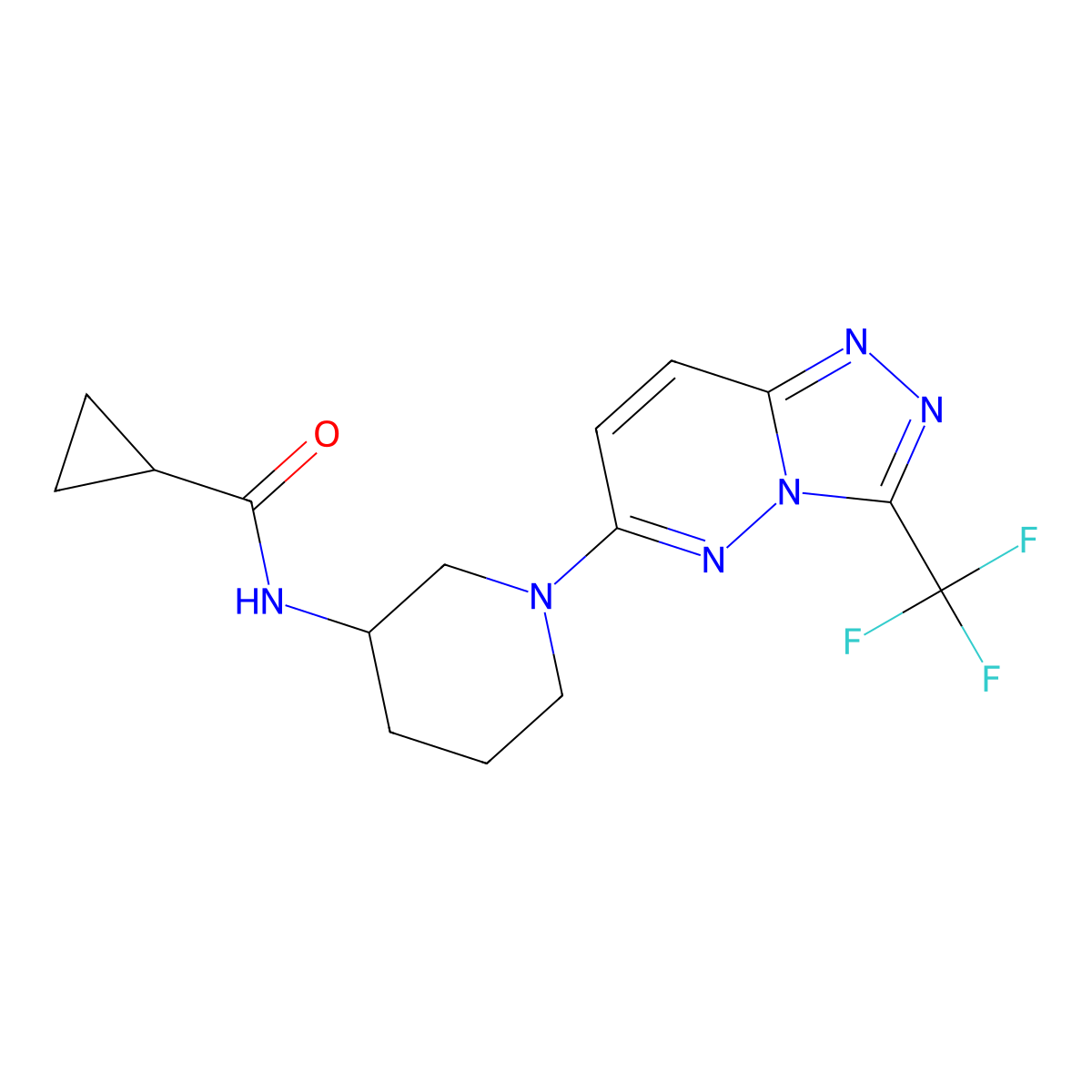 N-{1-[3-(trifluoromethyl)-[1,2,4]triazolo[4,3-b]pyridazin-6-yl]piperidin-3-yl}cyclopropanecarboxamide molecular structure, CAS 2742007-54-9