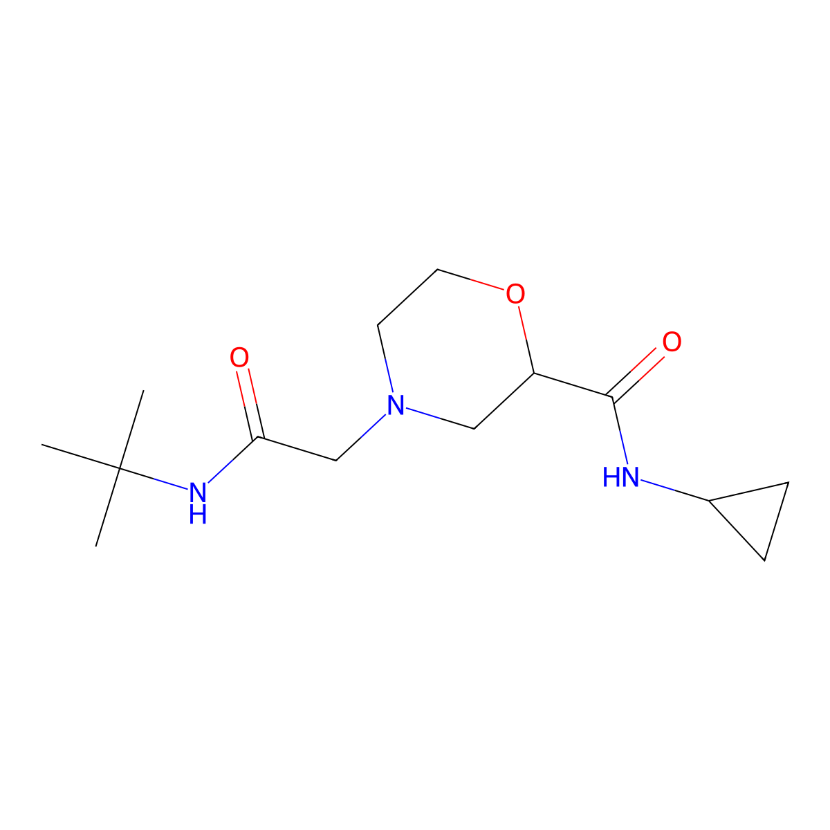 4-[(tert-butylcarbamoyl)methyl]-N-cyclopropylmorpholine-2-carboxamide molecular structure, CAS 2742007-55-0