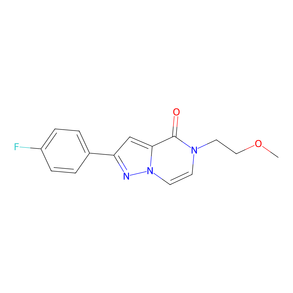 2-(4-fluorophenyl)-5-(2-methoxyethyl)-4H,5H-pyrazolo[1,5-a]pyrazin-4-one molecular structure, CAS 2742007-57-2