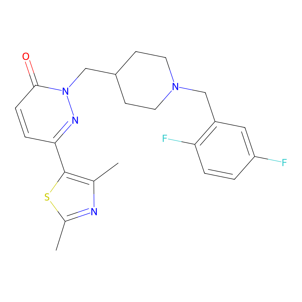2-({1-[(2,5-Difluorophenyl)methyl]piperidin-4-yl}methyl)-6-(2,4-dimethyl-1,3-thiazol-5-yl)-2,3-dihydropyridazin-3-one molecular structure, CAS 2742007-62-9