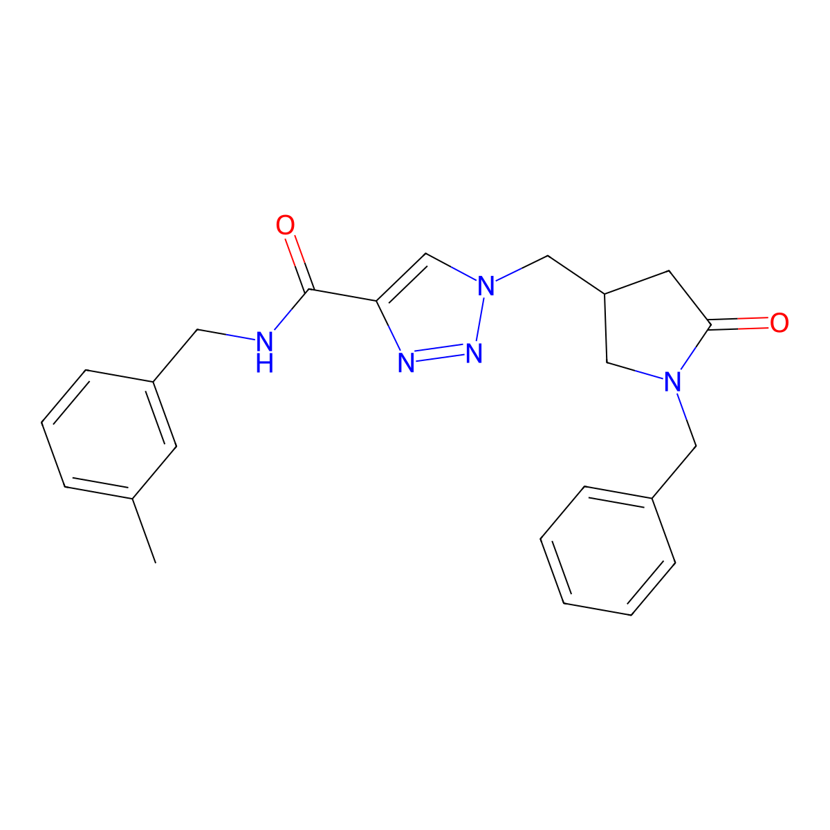 1-[(1-benzyl-5-oxopyrrolidin-3-yl)methyl]-N-[(3-methylphenyl)methyl]-1H-1,2,3-triazole-4-carboxamide molecular structure, CAS 2742007-63-0