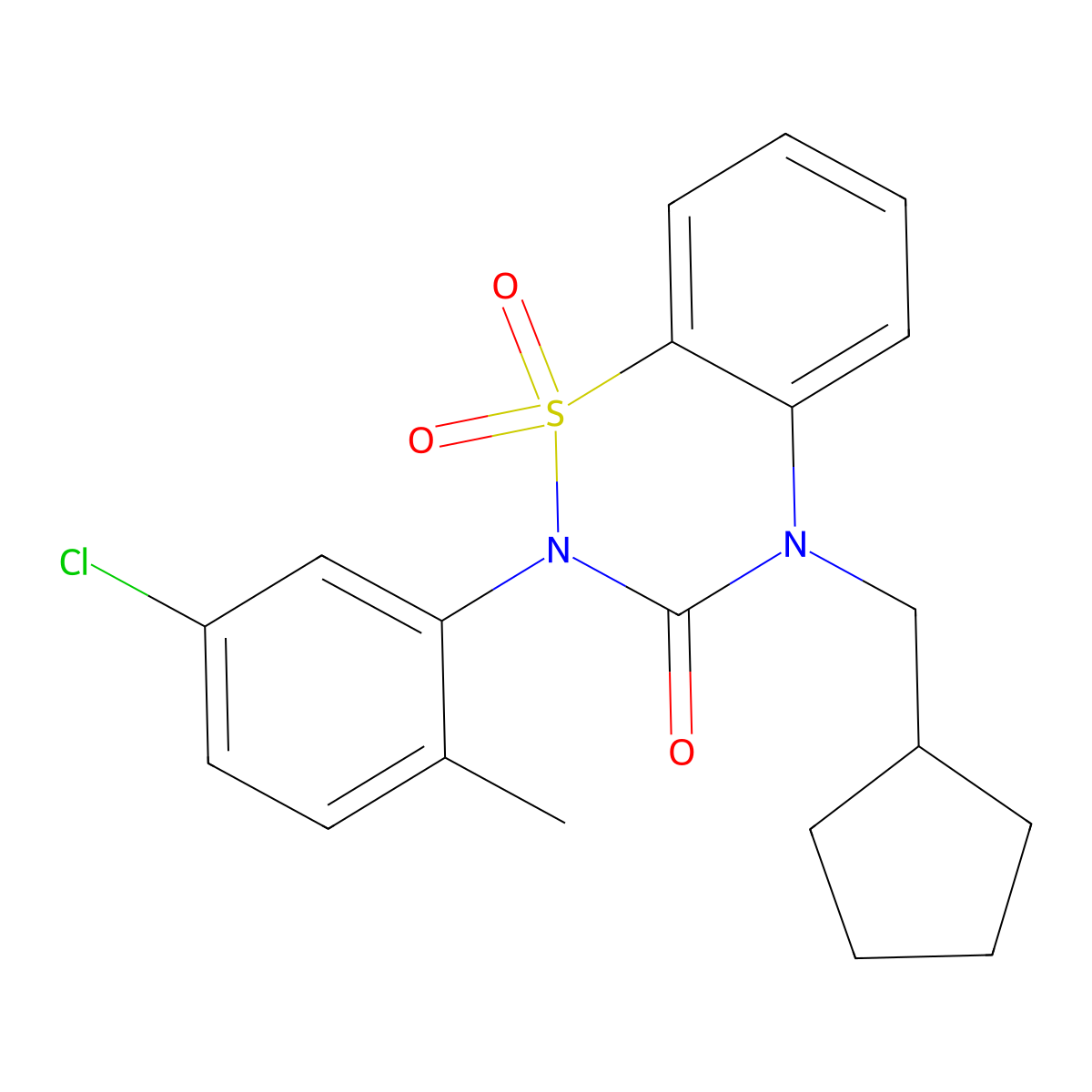 2-(5-Chloro-2-methylphenyl)-4-(cyclopentylmethyl)-1,1-dioxo-1lambda6,2,4-benzothiadiazin-3-one molecular structure, CAS 2742007-66-3
