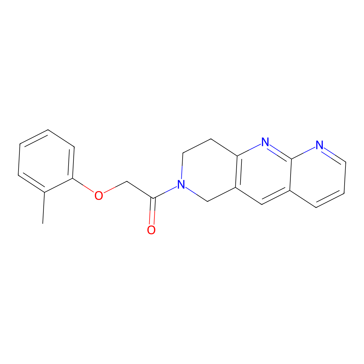 2-(2-methylphenoxy)-1-{6H,7H,8H,9H-pyrido[2,3-b]1,6-naphthyridin-7-yl}ethan-1-one molecular structure, CAS 2742010-26-8