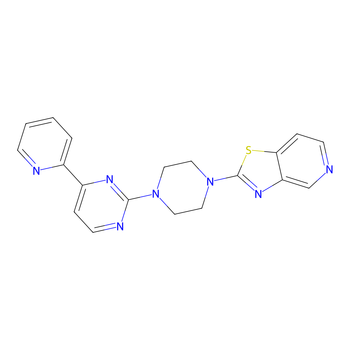 4-(Pyridin-2-yl)-2-(4-{[1,3]thiazolo[4,5-c]pyridin-2-yl}piperazin-1-yl)pyrimidine molecular structure, CAS 2742010-28-0
