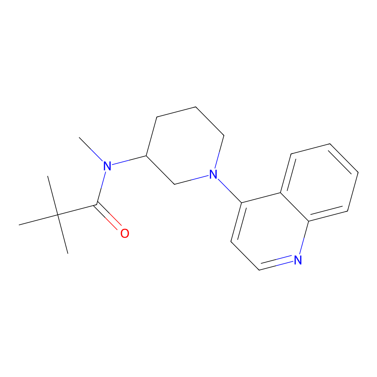 N,2,2-trimethyl-N-[1-(quinolin-4-yl)piperidin-3-yl]propanamide molecular structure, CAS 2742010-36-0