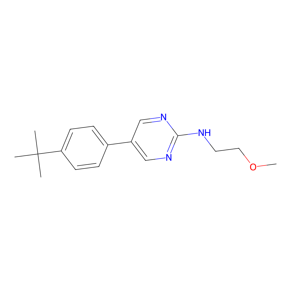 5-(4-tert-butylphenyl)-N-(2-methoxyethyl)pyrimidin-2-amine molecular structure, CAS 2742010-39-3