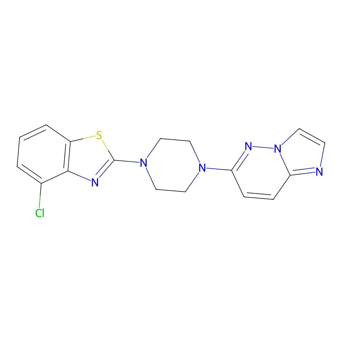4-Chloro-2-(4-{imidazo[1,2-b]pyridazin-6-yl}piperazin-1-yl)-1,3-benzothiazole molecular structure, CAS 2742010-41-7