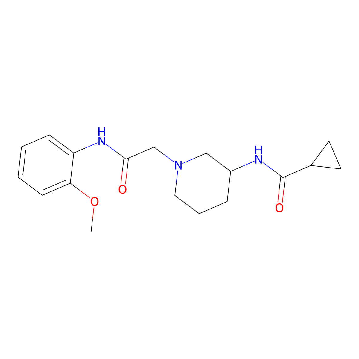 N-(1-{[(2-methoxyphenyl)carbamoyl]methyl}piperidin-3-yl)cyclopropanecarboxamide molecular structure, CAS 2742010-44-0