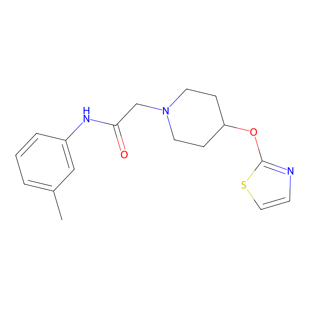 N-(3-methylphenyl)-2-[4-(1,3-thiazol-2-yloxy)piperidin-1-yl]acetamide molecular structure, CAS 2742010-50-8