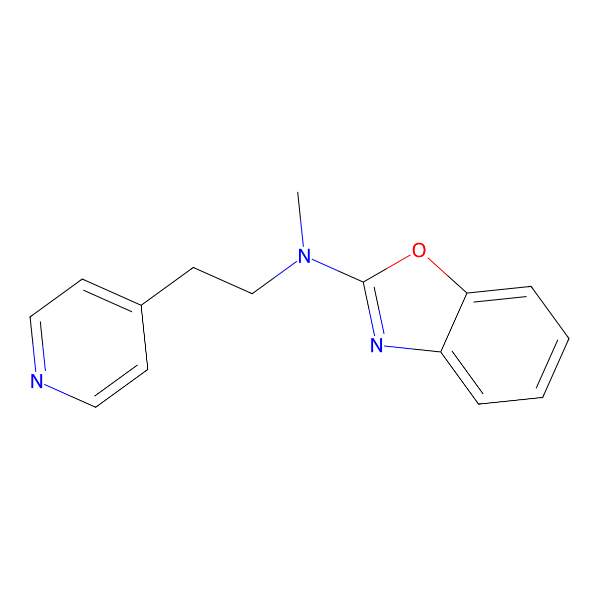 N-methyl-N-[2-(pyridin-4-yl)ethyl]-1,3-benzoxazol-2-amine molecular structure, CAS 2742010-53-1