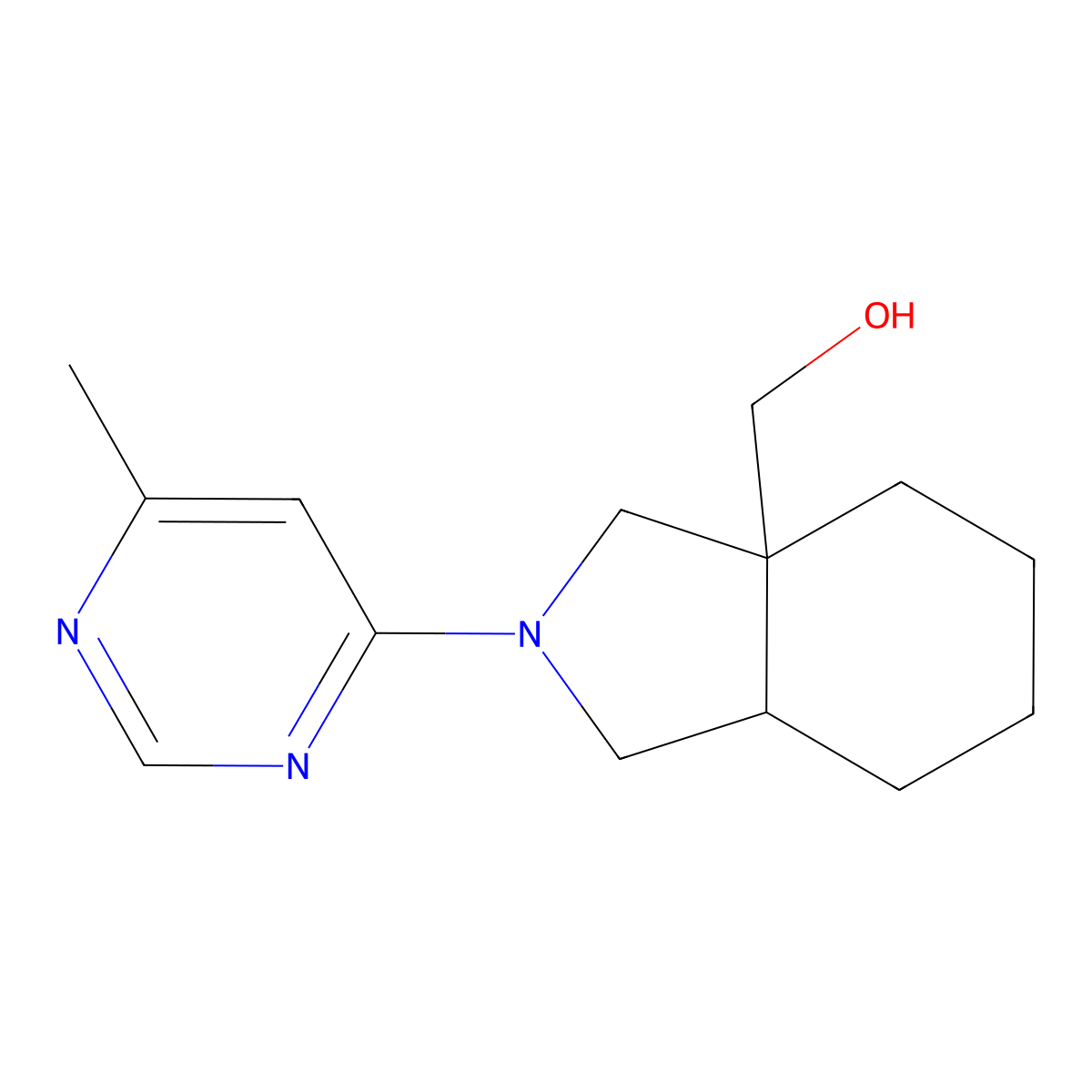 [2-(6-methylpyrimidin-4-yl)-octahydro-1H-isoindol-3a-yl]methanol molecular structure, CAS 2742010-54-2