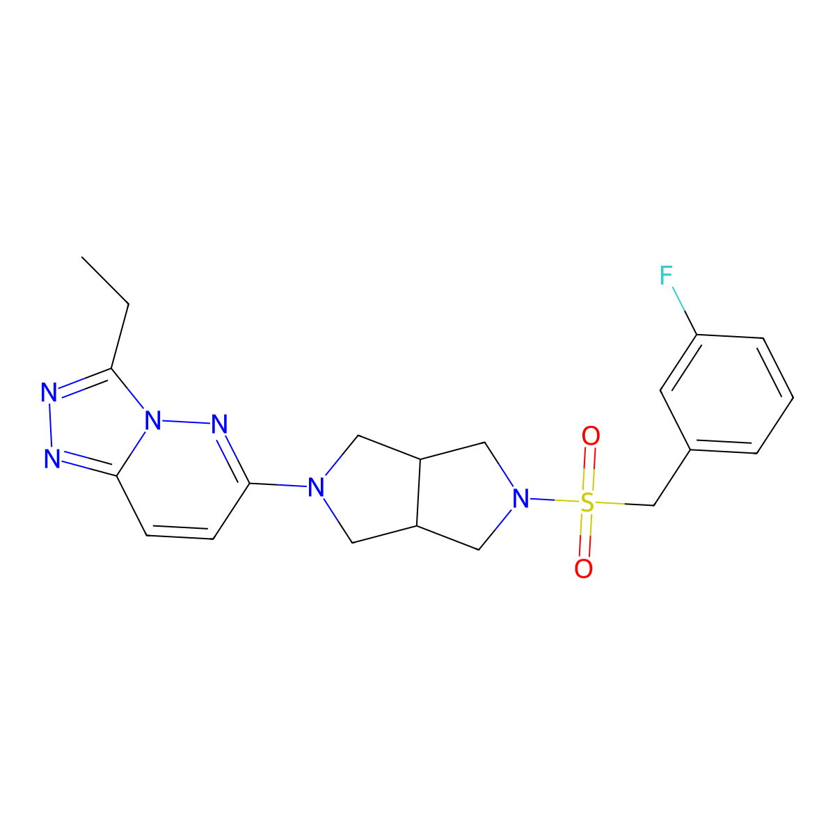 2-{3-Ethyl-[1,2,4]triazolo[4,3-b]pyridazin-6-yl}-5-[(3-fluorophenyl)methanesulfonyl]-octahydropyrrolo[3,4-c]pyrrole molecular structure, CAS 2742010-57-5