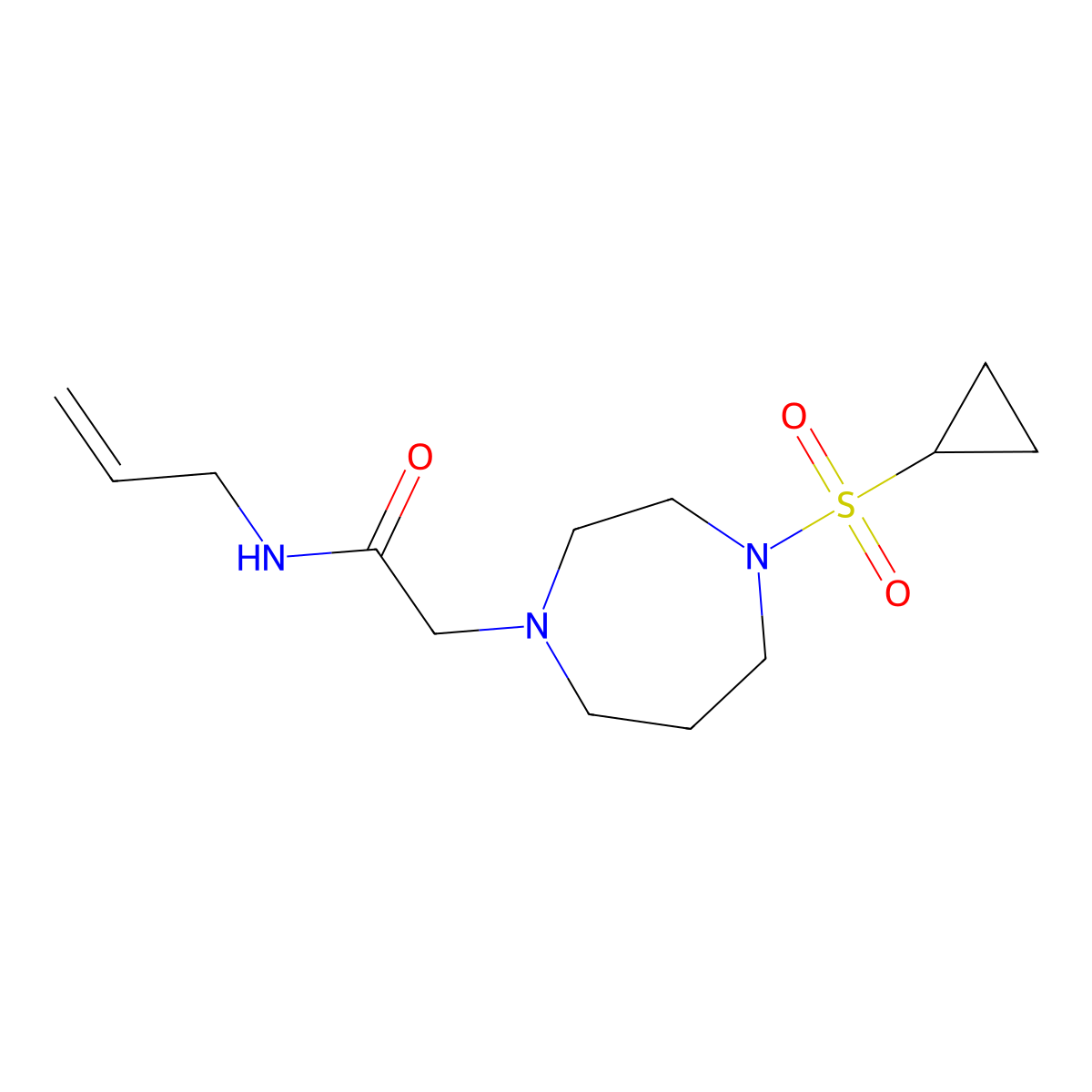 2-(4-cyclopropylsulfonyl-1,4-diazepan-1-yl)-N-prop-2-enylacetamide molecular structure, CAS 2742010-58-6