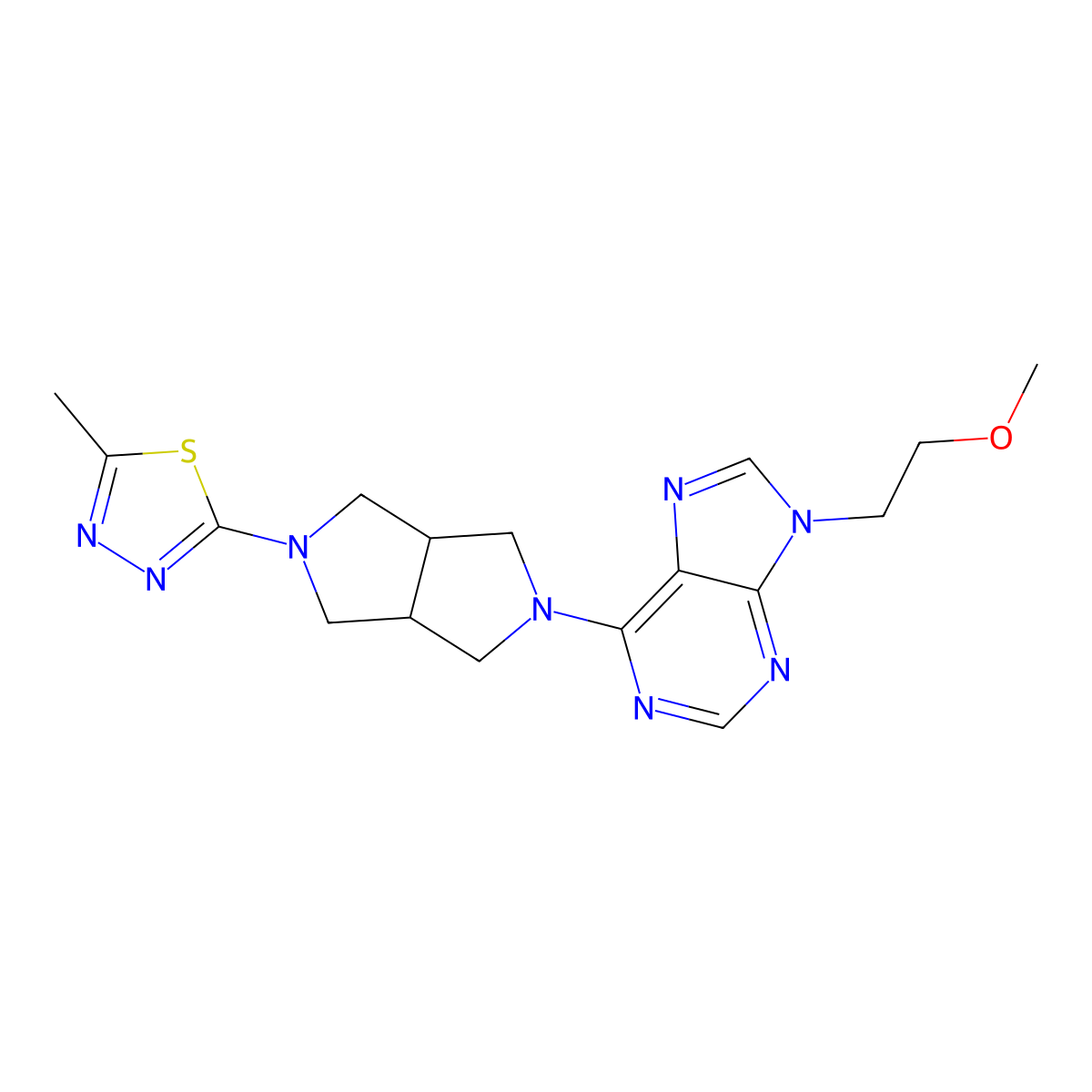 9-(2-methoxyethyl)-6-[5-(5-methyl-1,3,4-thiadiazol-2-yl)-octahydropyrrolo[3,4-c]pyrrol-2-yl]-9H-purine molecular structure, CAS 2742010-61-1