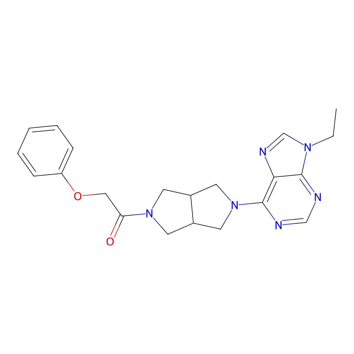 1-[5-(9-ethyl-9H-purin-6-yl)-octahydropyrrolo[3,4-c]pyrrol-2-yl]-2-phenoxyethan-1-one molecular structure, CAS 2742010-70-2