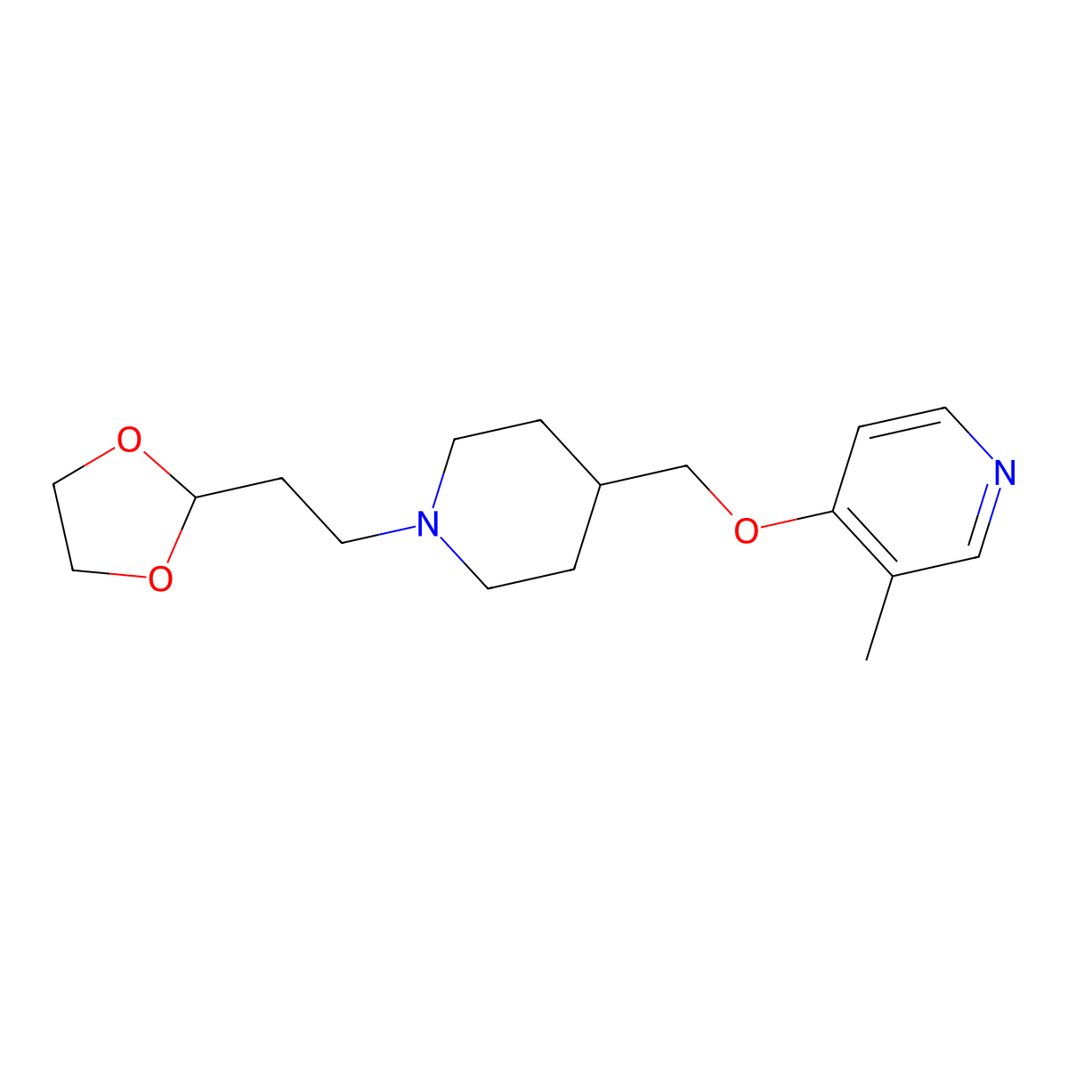 4-({1-[2-(1,3-Dioxolan-2-yl)ethyl]piperidin-4-yl}methoxy)-3-methylpyridine molecular structure, CAS 2742010-74-6