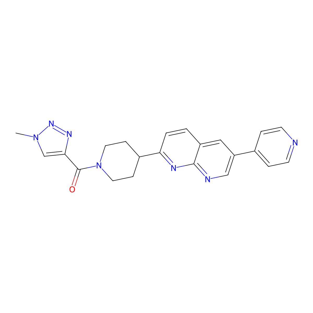 2-[1-(1-methyl-1H-1,2,3-triazole-4-carbonyl)piperidin-4-yl]-6-(pyridin-4-yl)-1,8-naphthyridine molecular structure, CAS 2742010-76-8