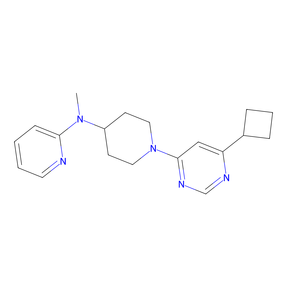 N-[1-(6-cyclobutylpyrimidin-4-yl)piperidin-4-yl]-N-methylpyridin-2-amine molecular structure, CAS 2742010-77-9
