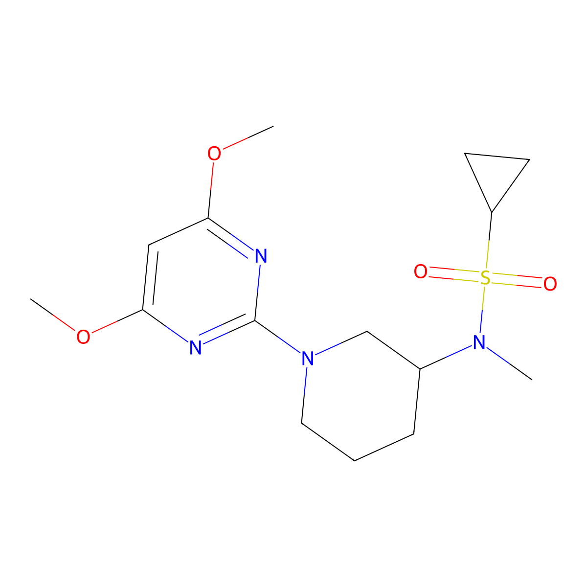 N-[1-(4,6-dimethoxypyrimidin-2-yl)piperidin-3-yl]-N-methylcyclopropanesulfonamide molecular structure, CAS 2742010-82-6