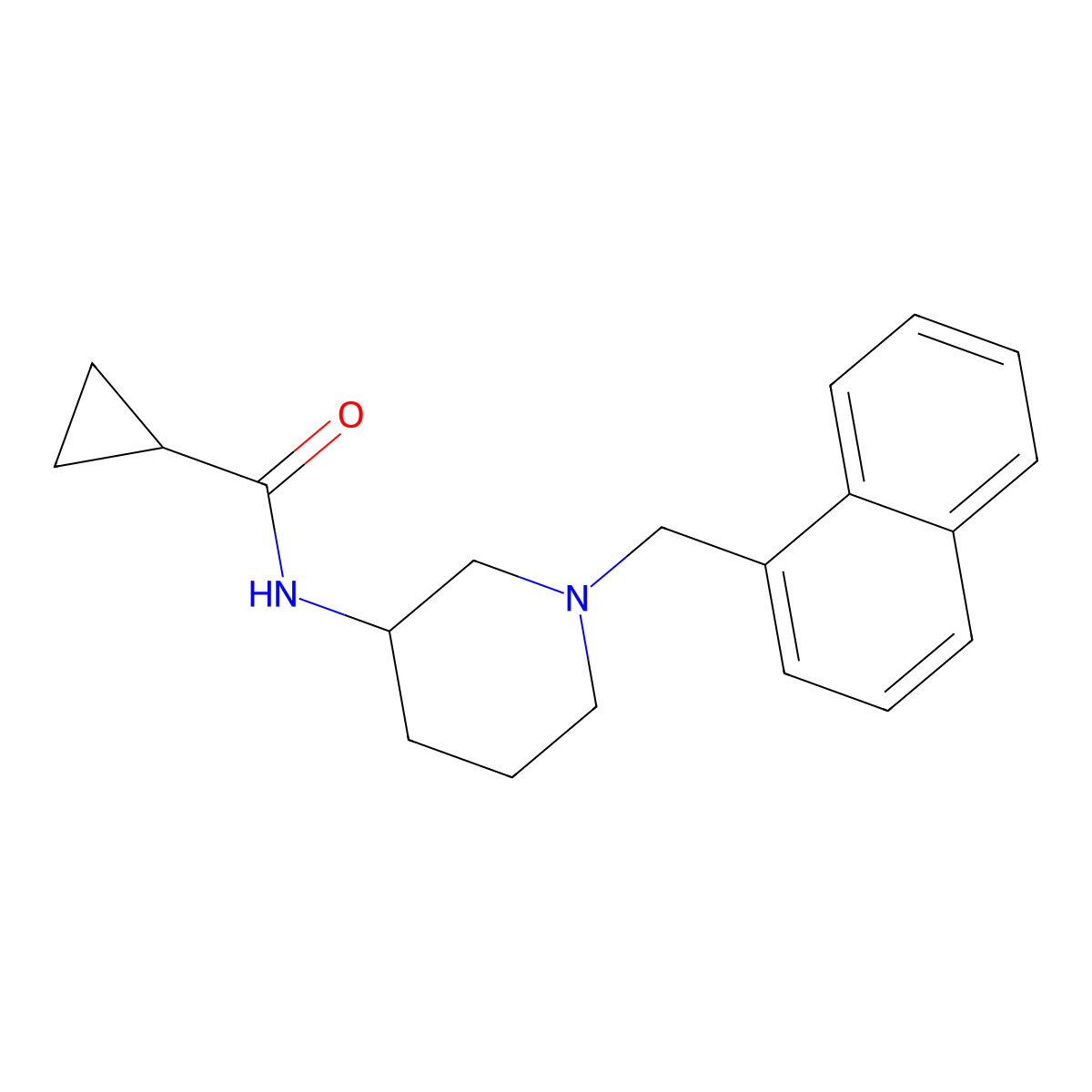 N-{1-[(naphthalen-1-yl)methyl]piperidin-3-yl}cyclopropanecarboxamide molecular structure, CAS 2742010-87-1