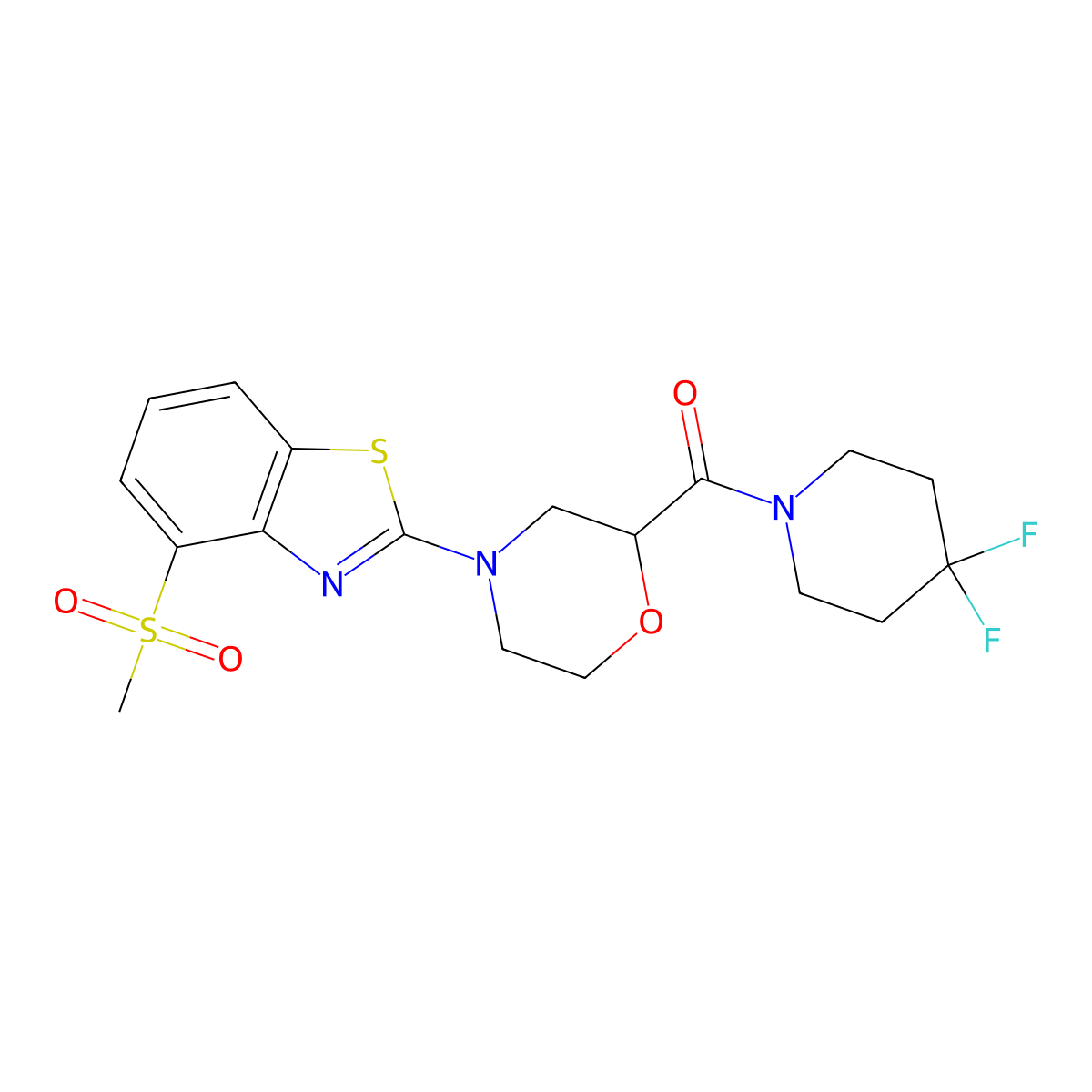 2-[2-(4,4-Difluoropiperidine-1-carbonyl)morpholin-4-yl]-4-methanesulfonyl-1,3-benzothiazole molecular structure, CAS 2742010-88-2