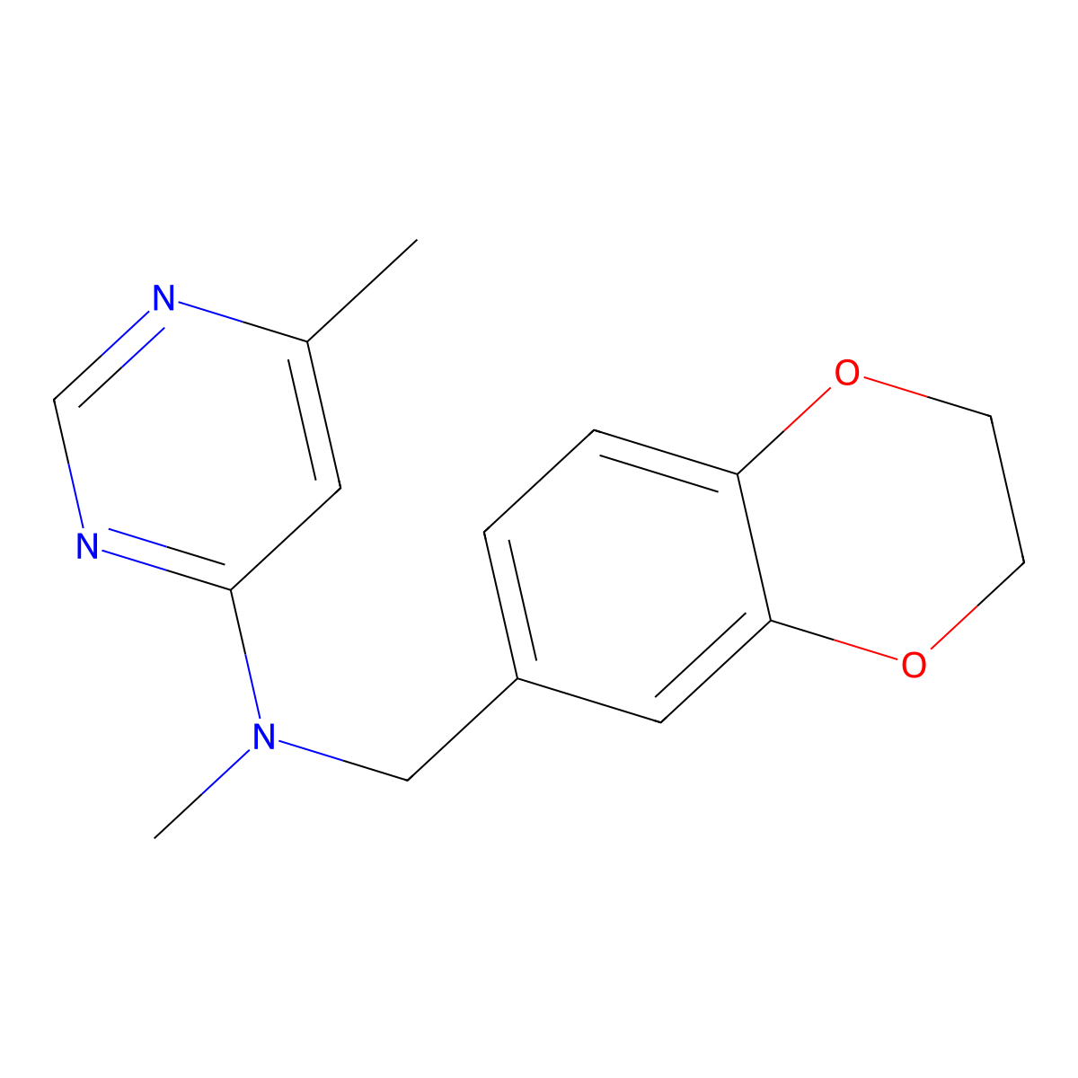 N-[(2,3-dihydro-1,4-benzodioxin-6-yl)methyl]-N,6-dimethylpyrimidin-4-amine molecular structure, CAS 2742010-90-6