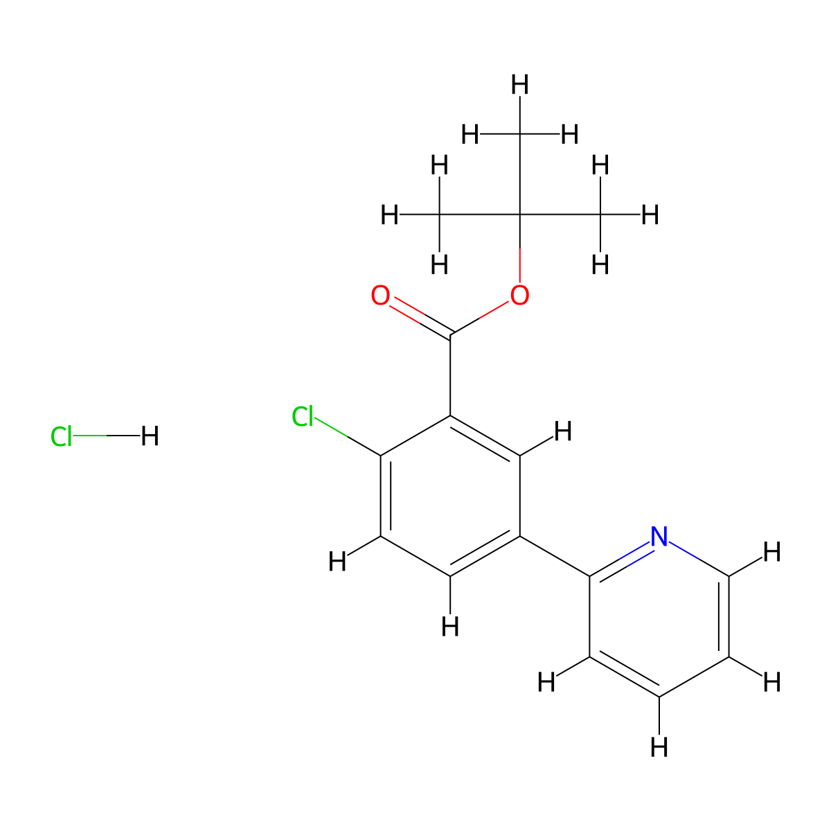 Tert-butyl 2-chloro-5-(pyridin-2-yl)benzoate hydrochloride molecular structure, CAS 2742010-94-0