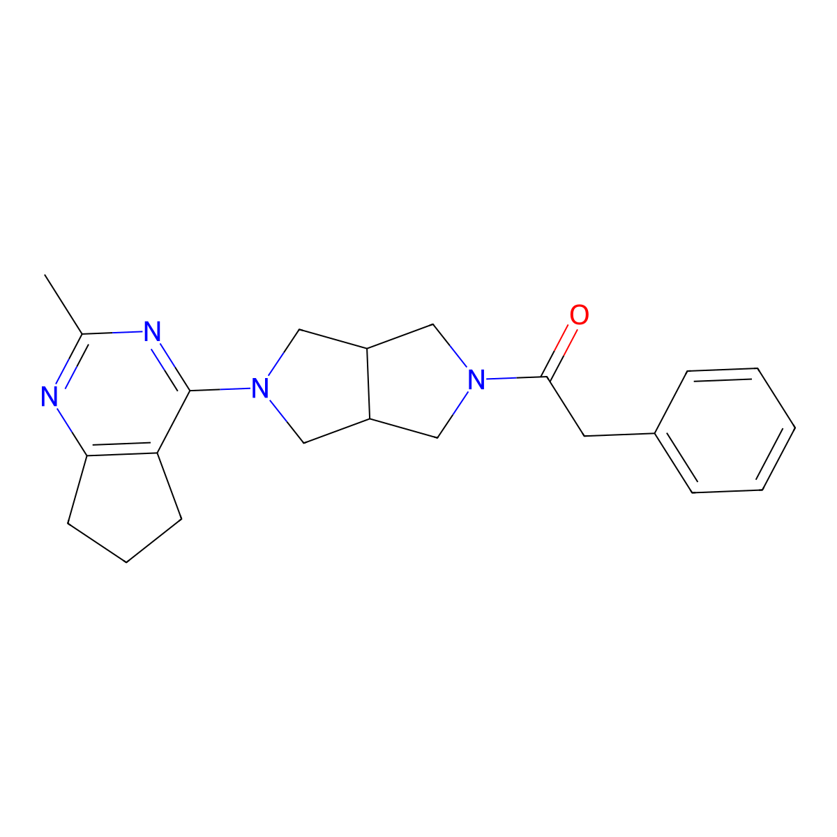 1-(5-{2-methyl-5H,6H,7H-cyclopenta[d]pyrimidin-4-yl}-octahydropyrrolo[3,4-c]pyrrol-2-yl)-2-phenylethan-1-one molecular structure, CAS 2742010-99-5