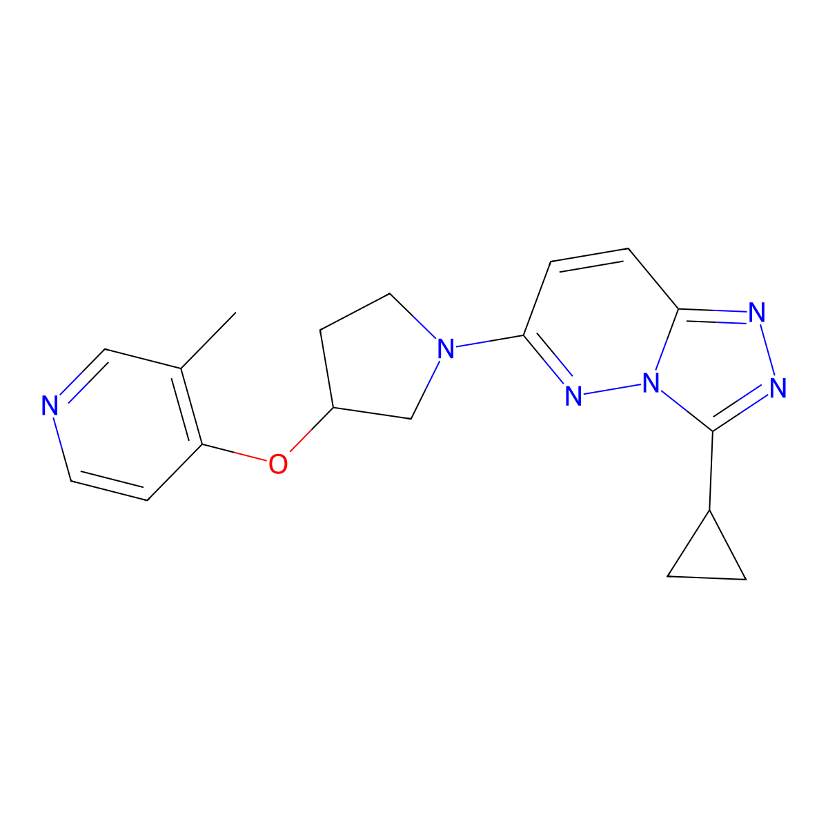4-[(1-{3-Cyclopropyl-[1,2,4]triazolo[4,3-b]pyridazin-6-yl}pyrrolidin-3-yl)oxy]-3-methylpyridine molecular structure, CAS 2742011-00-1