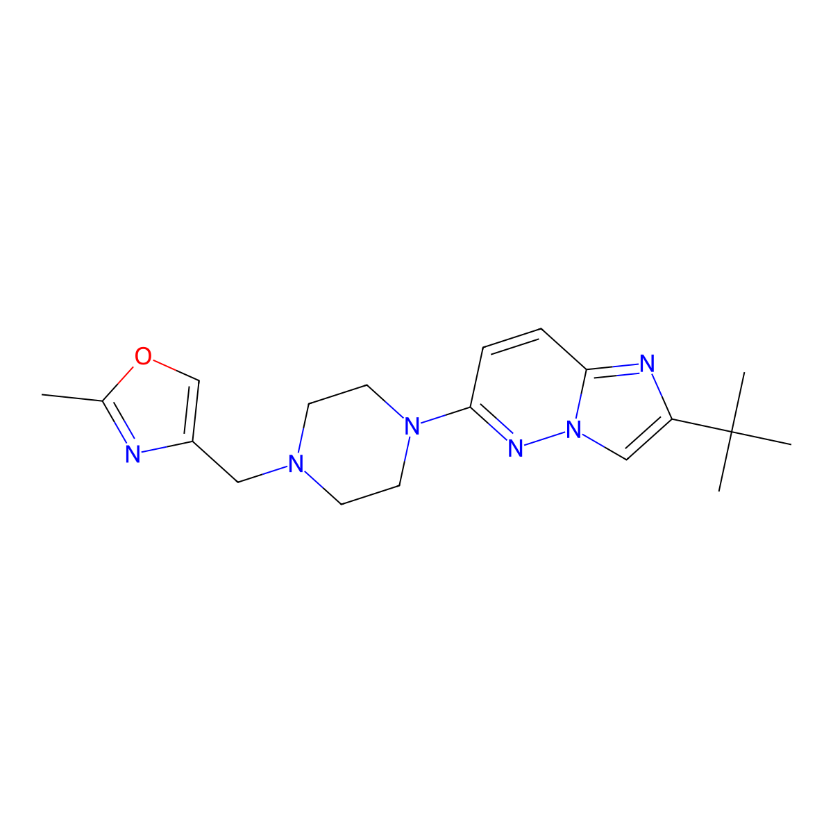 1-{2-Tert-butylimidazo[1,2-b]pyridazin-6-yl}-4-[(2-methyl-1,3-oxazol-4-yl)methyl]piperazine molecular structure, CAS 2742011-07-8
