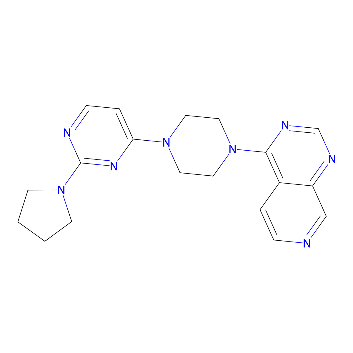 4-(4-{Pyrido[3,4-d]pyrimidin-4-yl}piperazin-1-yl)-2-(pyrrolidin-1-yl)pyrimidine molecular structure, CAS 2742011-08-9