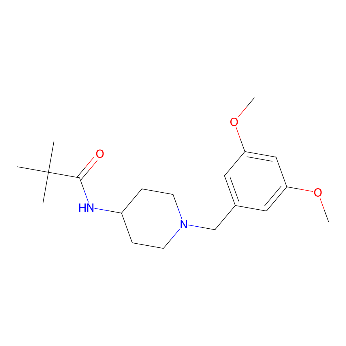N-{1-[(3,5-dimethoxyphenyl)methyl]piperidin-4-yl}-2,2-dimethylpropanamide molecular structure, CAS 2742011-09-0