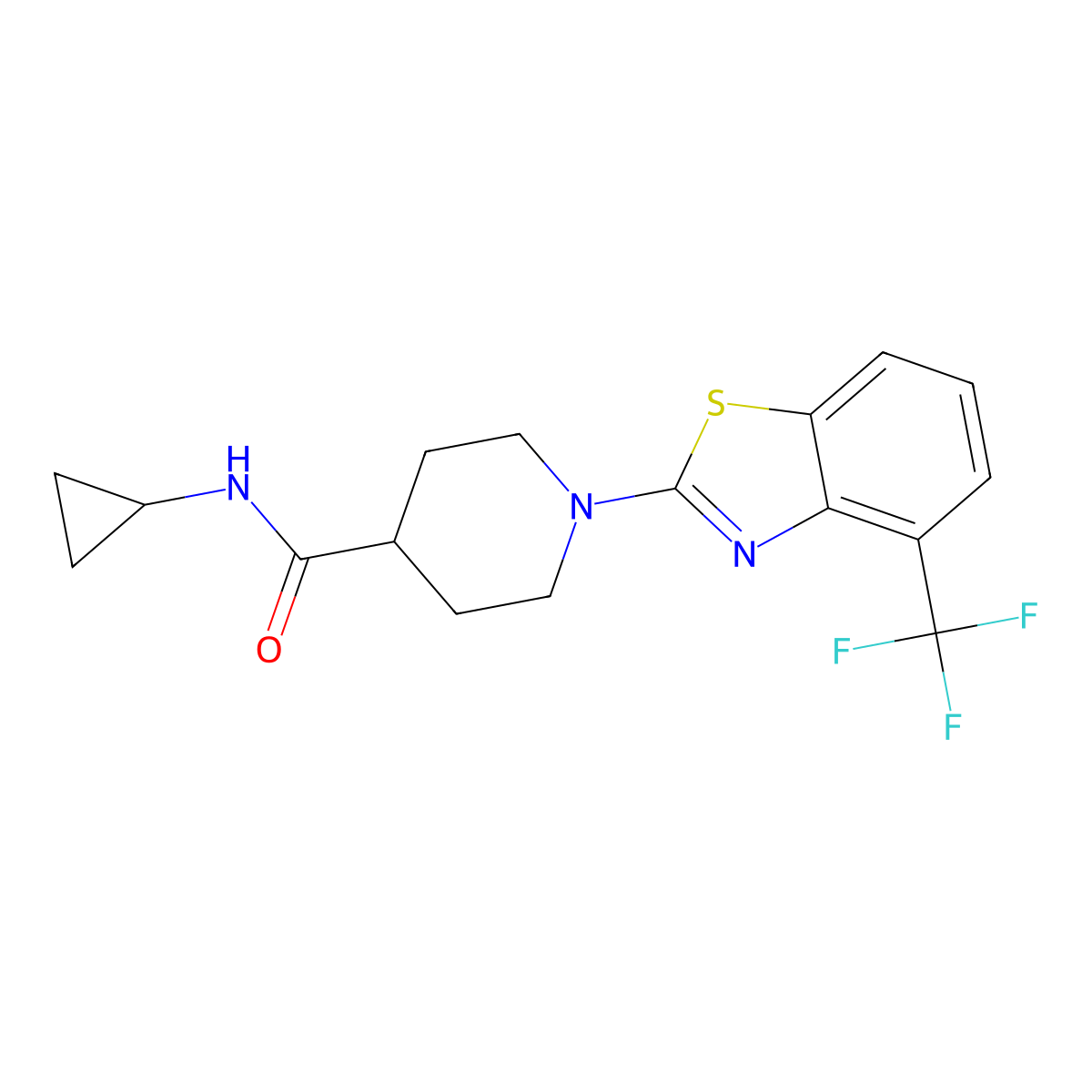 N-cyclopropyl-1-[4-(trifluoromethyl)-1,3-benzothiazol-2-yl]piperidine-4-carboxamide molecular structure, CAS 2742011-11-4