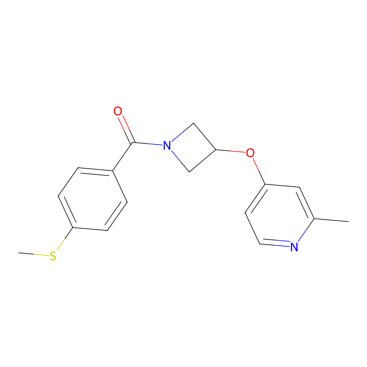 2-Methyl-4-({1-[4-(methylsulfanyl)benzoyl]azetidin-3-yl}oxy)pyridine molecular structure, CAS 2742011-23-8