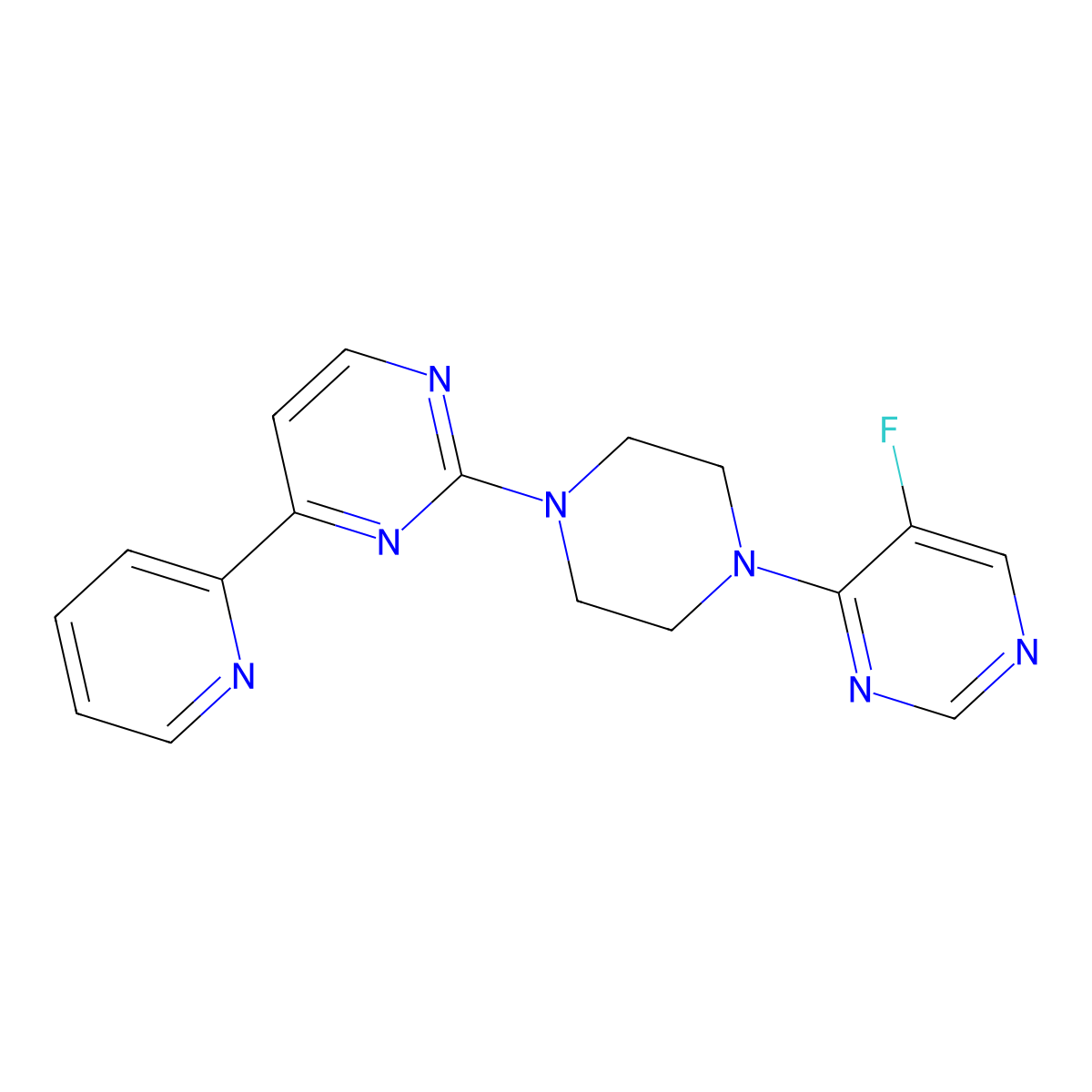 2-[4-(5-Fluoropyrimidin-4-yl)piperazin-1-yl]-4-(pyridin-2-yl)pyrimidine molecular structure, CAS 2742011-25-0